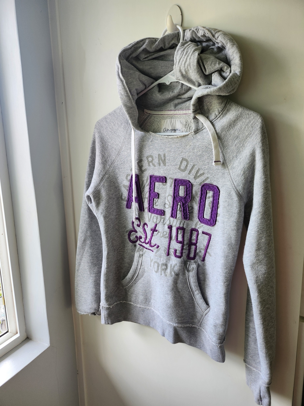 AERO Gray Hoodie with Purple Logo
